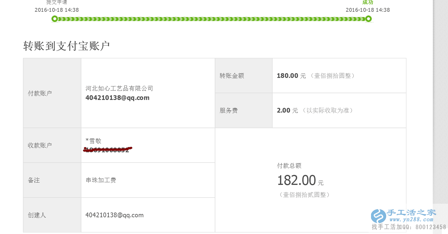  河南崔女士做手工活收到加工費(fèi)180元，業(yè)余賺錢好項(xiàng)目