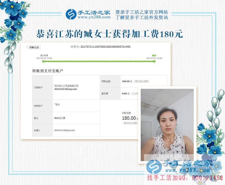 在朋友的介紹下，江蘇臧女士工作之外做手工活兼職賺錢(圖1)