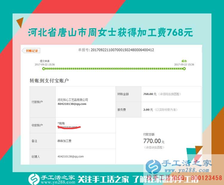 768元練就好代理，河北唐山周女士由個人加工到組織人加工的手工活致富路(圖1)