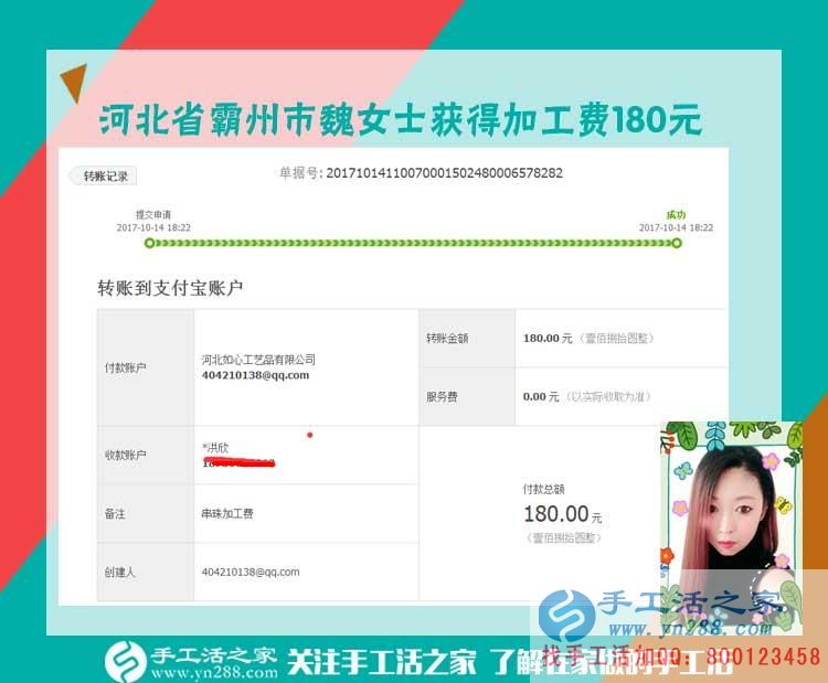 愛上珠繡畫產(chǎn)品的90后，河北霸州魏女士下班后在家做串珠珠繡畫手工活賺錢(圖1)