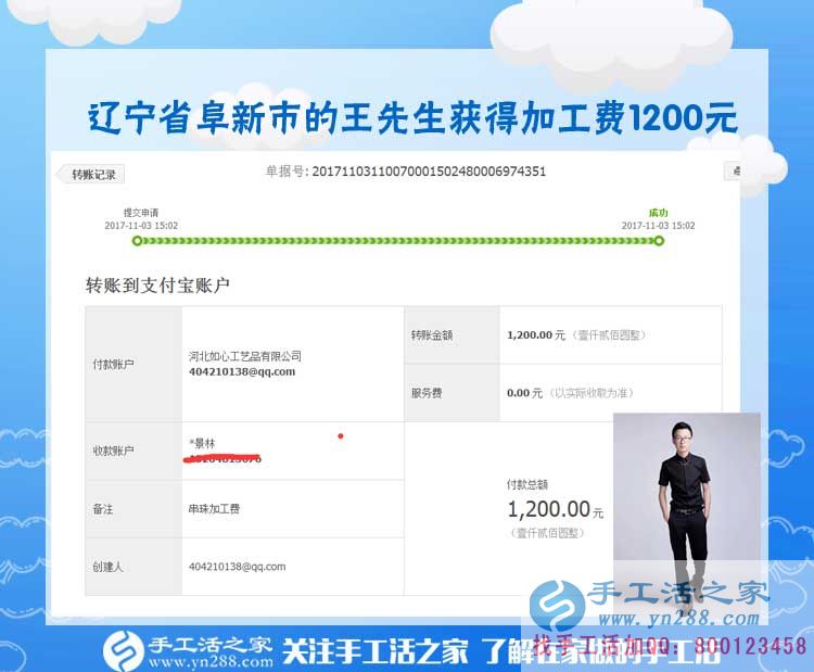 1200元，只是加工團(tuán)隊(duì)不斷加大后，遼寧阜新王先生每次加工費(fèi)結(jié)算的一部分(圖1)